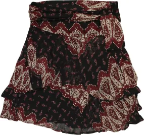 00s Paisley Layered Ruffle Chiffon Skirt