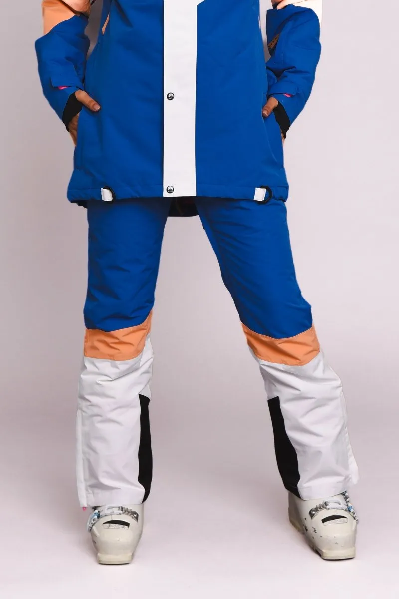 1080 Women's Ski & Snowboard Pant - Pastel Peach, White & Blue