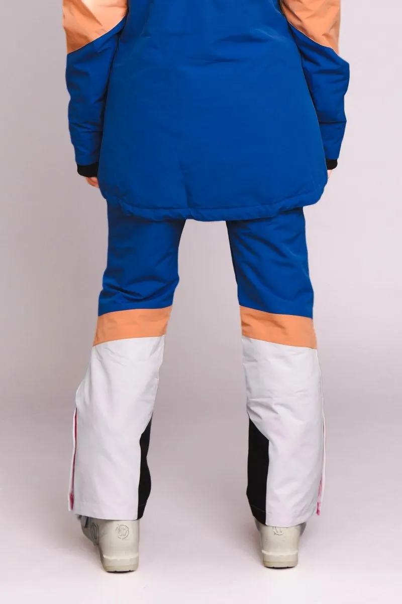 1080 Women's Ski & Snowboard Pant - Pastel Peach, White & Blue