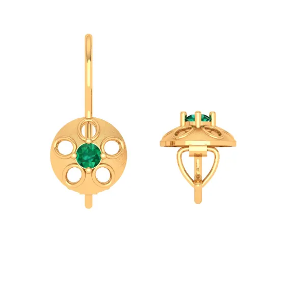 18KT Green Stone Studded Exclusive Gold Earring Design