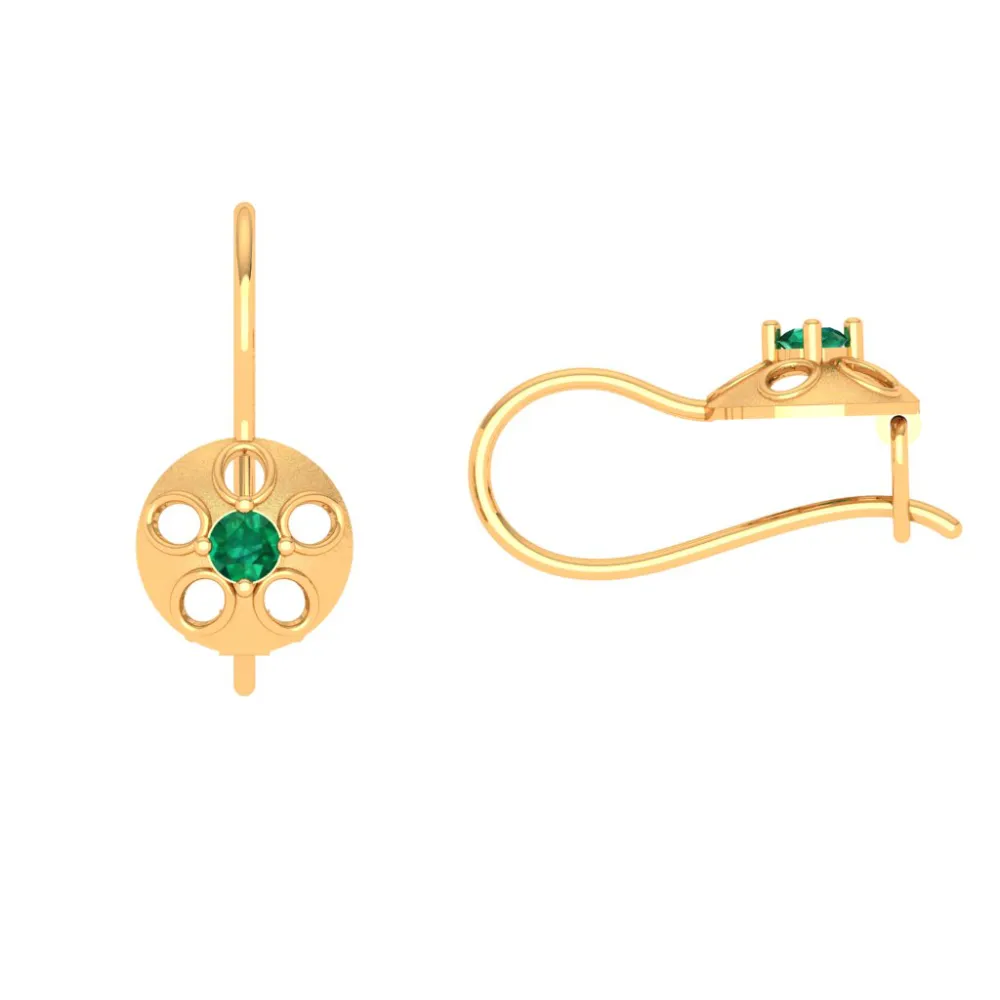 18KT Green Stone Studded Exclusive Gold Earring Design