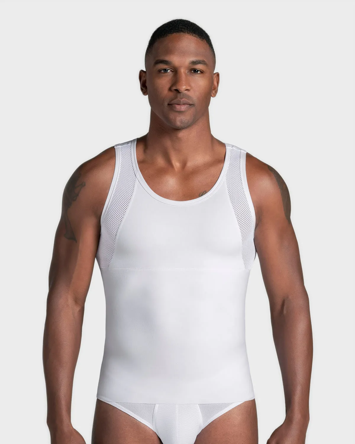 3-Pack Stretch Cotton Moderate Compression Shaper Tank with Mesh Cutouts