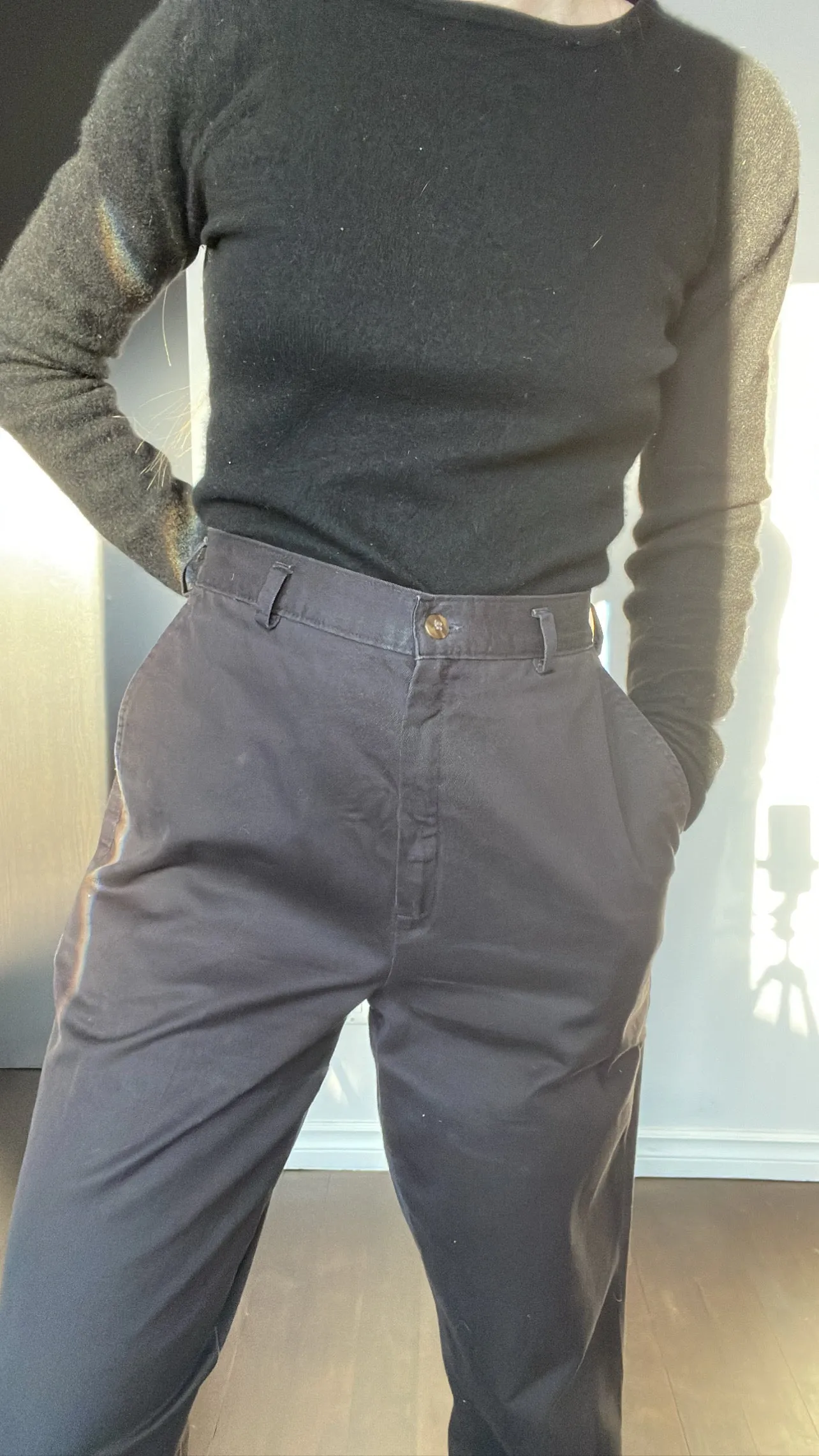 90s Black Highrise Chinos - 29/30