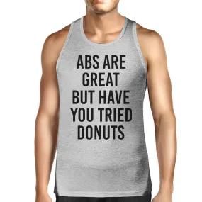 Abs Are Great Mens Heather Gray Sleeveless Tank Top Workout Top