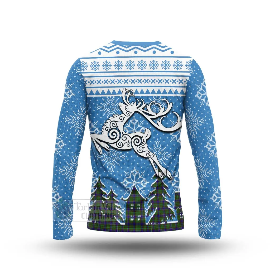 Adam Clan Christmas Long Sleeve T-Shirt Celtic Reindeer Style