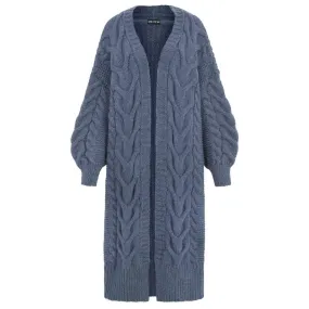 Alex Cable Balloon Sleeve Maxi Cardigan - Denim