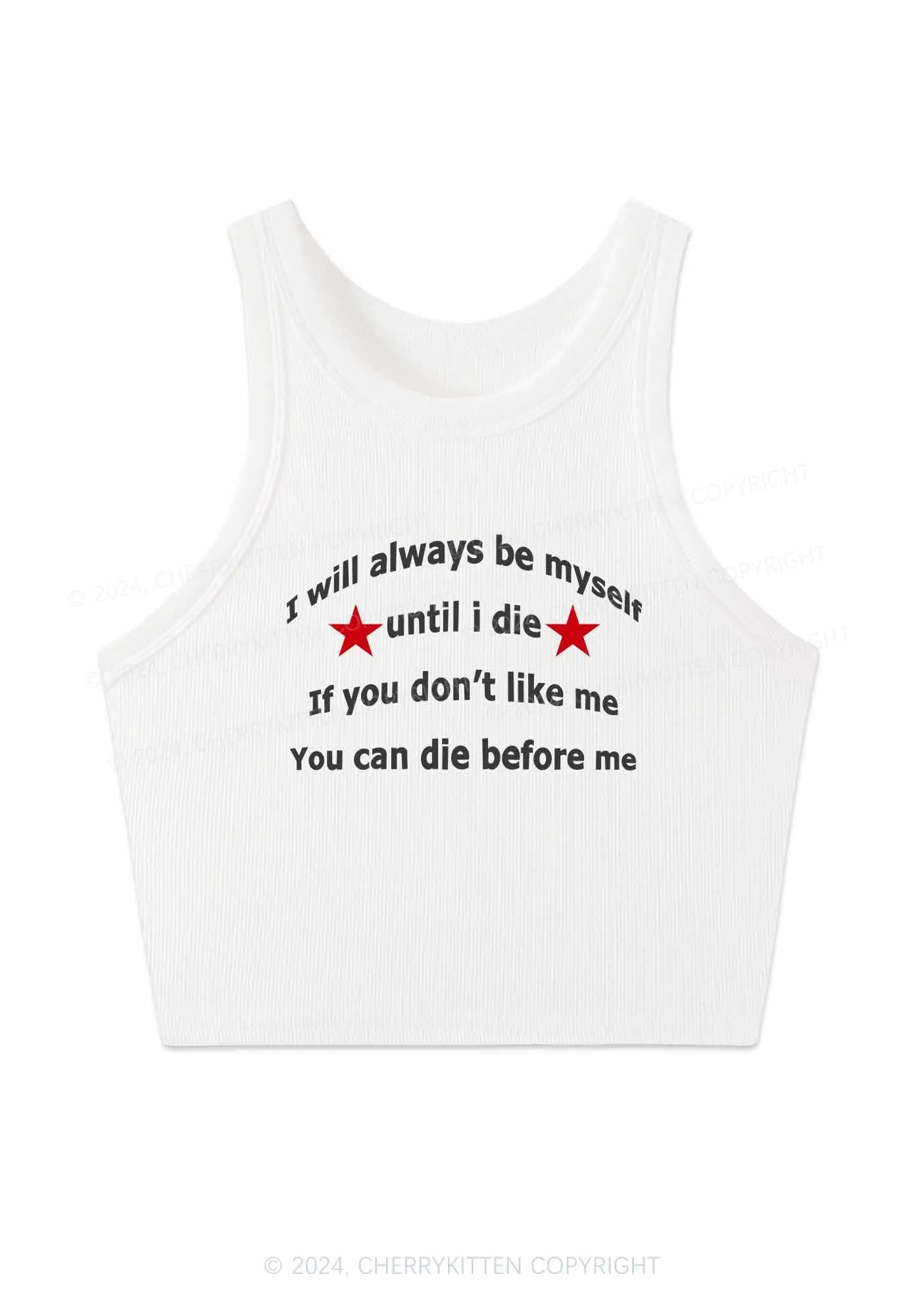 Always Be Myself Y2K Crop Tank Top Cherrykitten