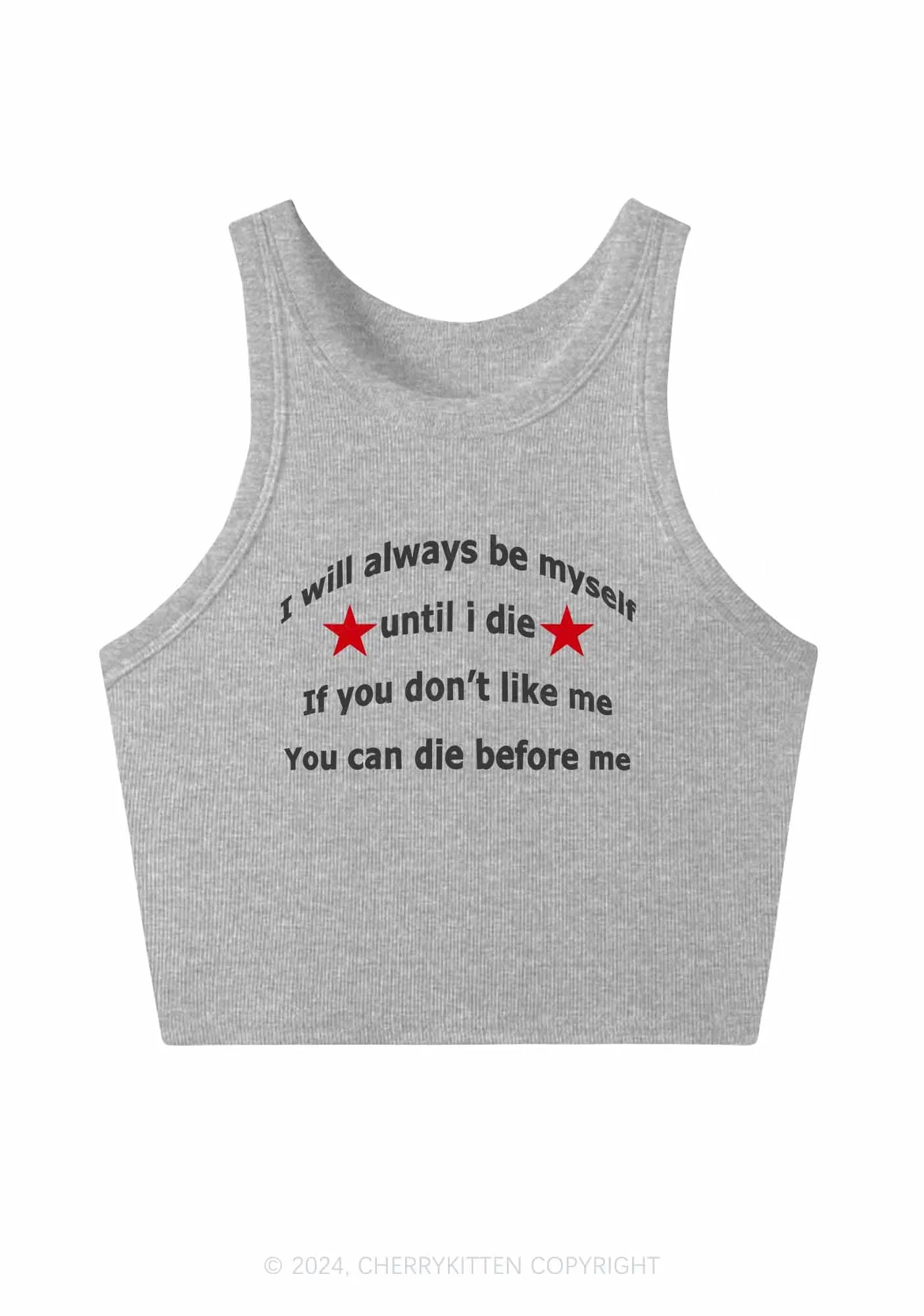 Always Be Myself Y2K Crop Tank Top Cherrykitten