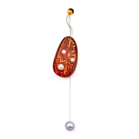 Amphitrie BubbleS Silver Earring w. Amber & Pearls