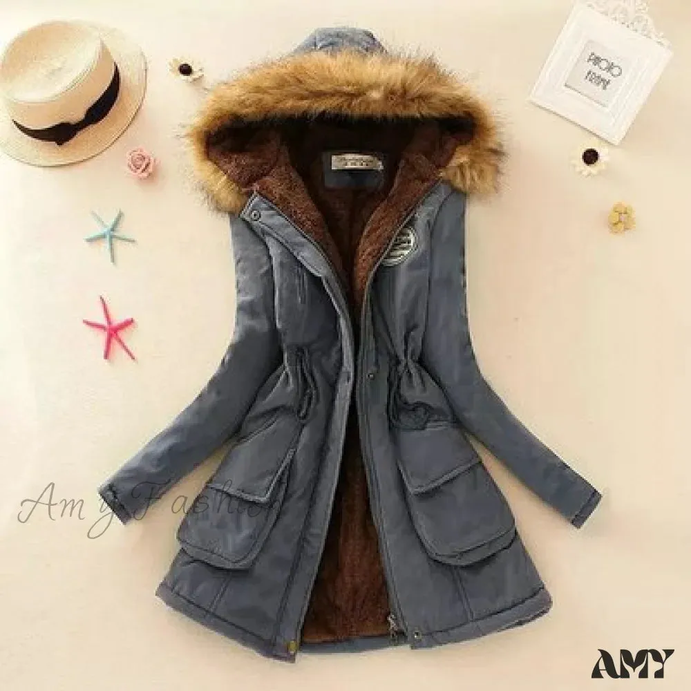 Amy Fashion - Fashion Plus Size Long Sleeve Thick Warmth Coat