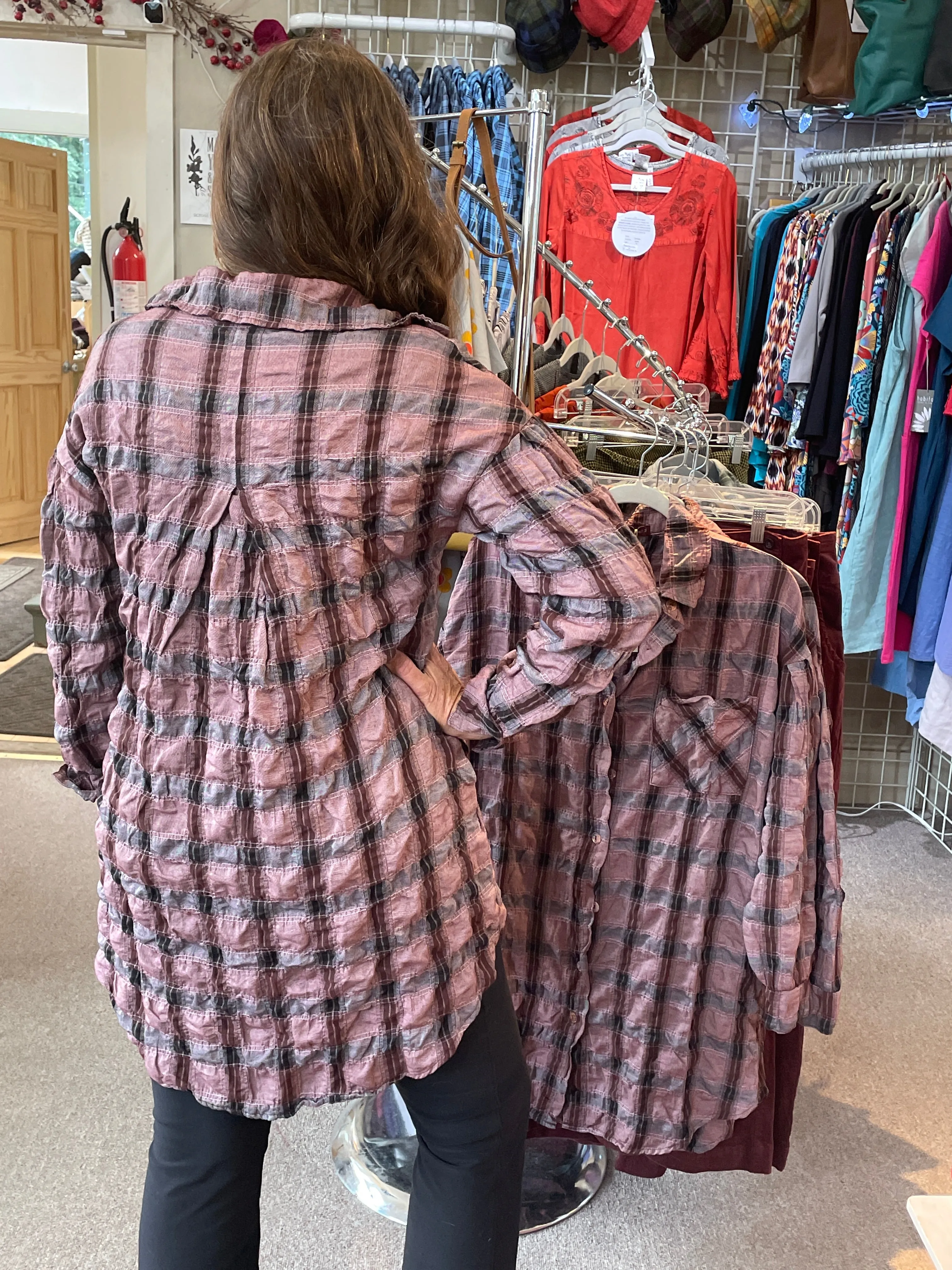 Anorak Crinkle Plaid in Barnwood by Cut Loose Clothing