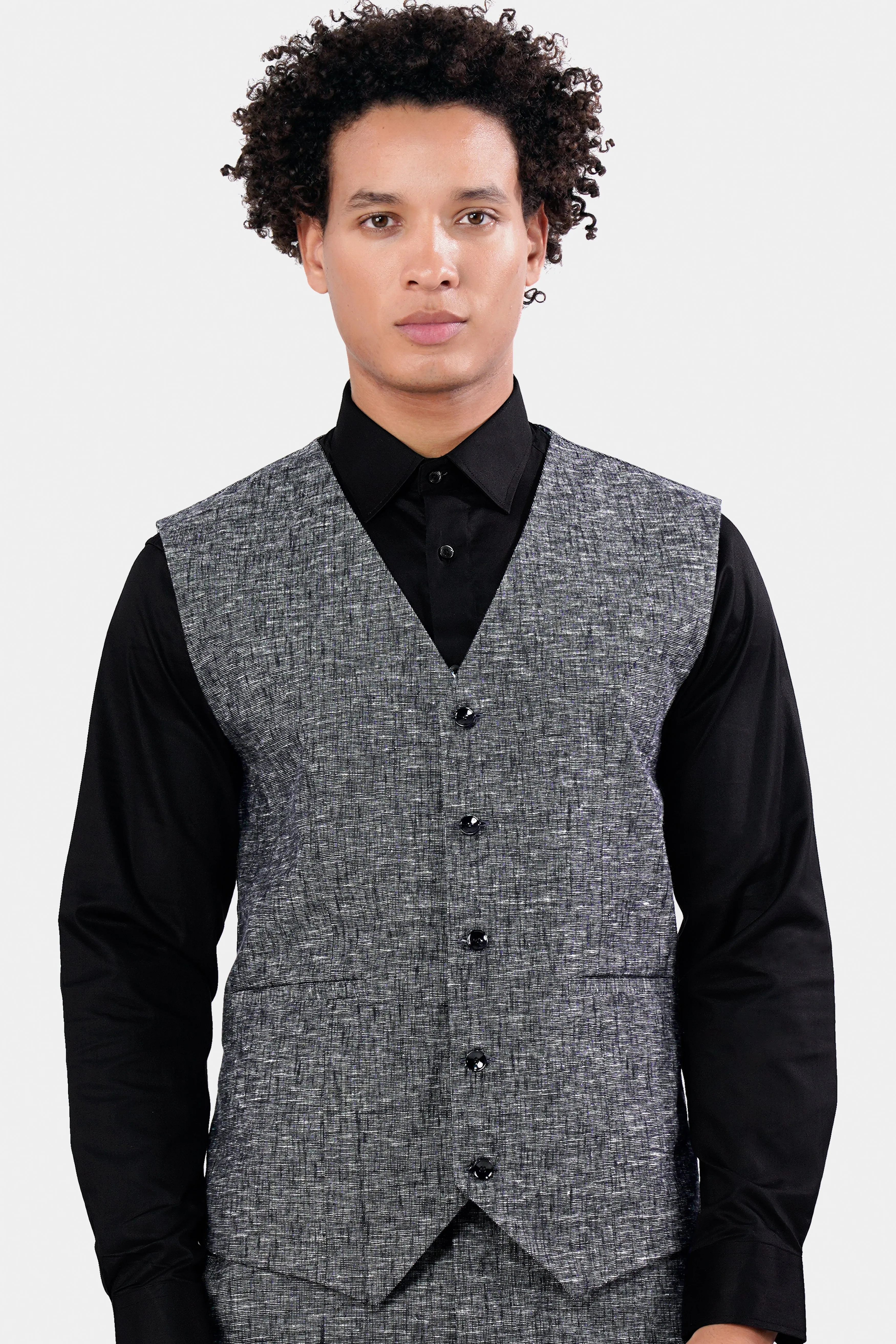 Arsenic Gray Luxurious Linen Waistcoat