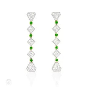 Art Deco diamond and demantoid garnet earrings, Black Starr & Frost