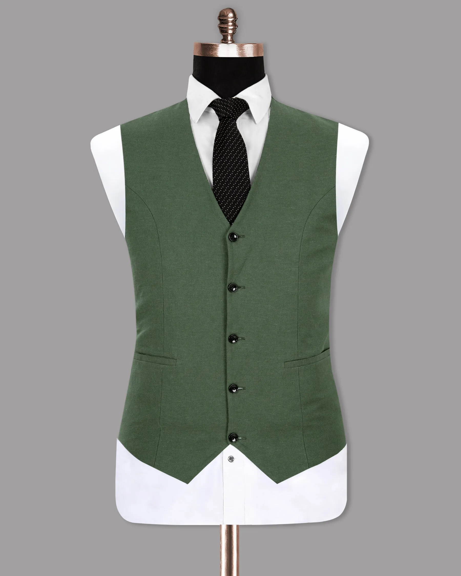 Asparagus Green Luxurious Linen Waistcoat