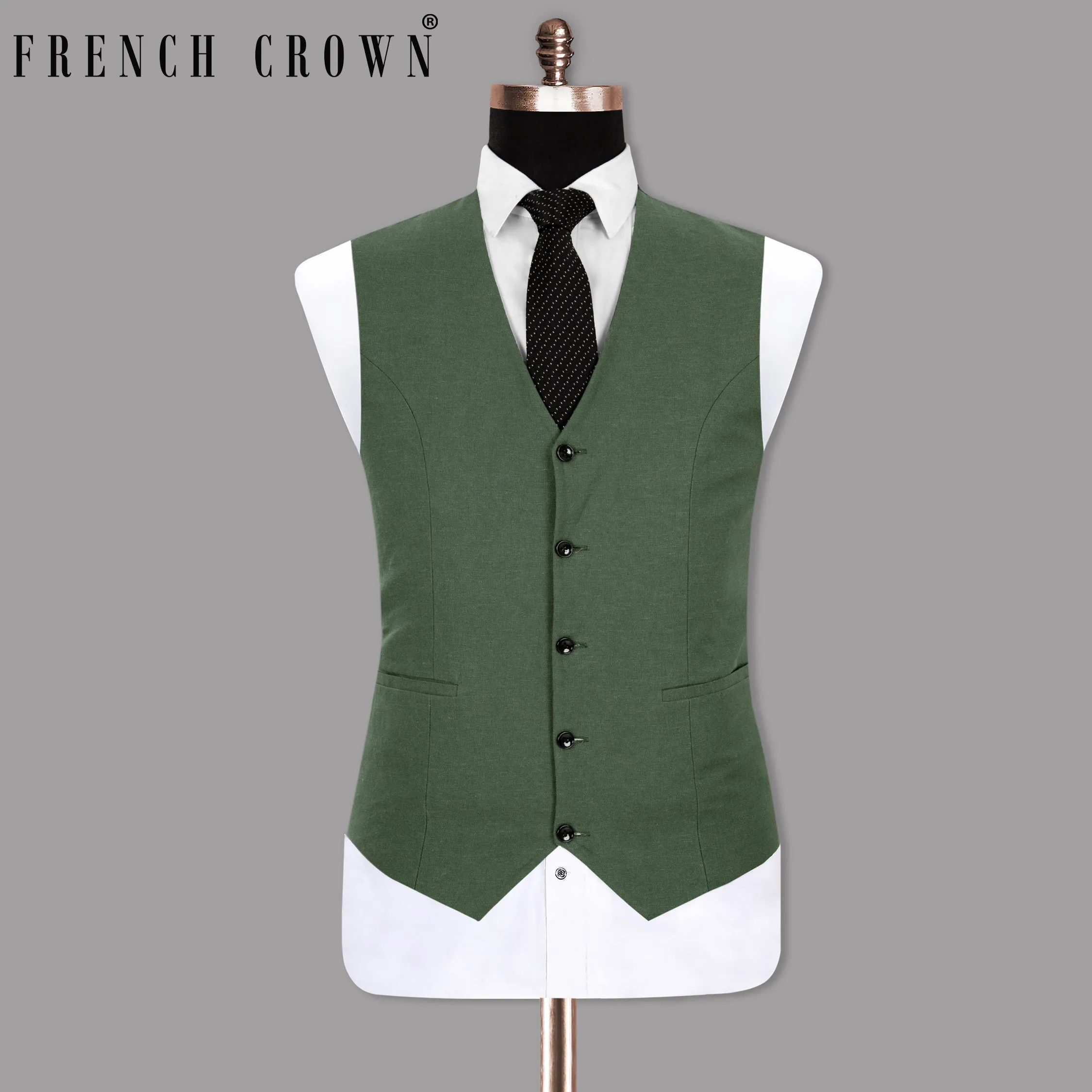 Asparagus Green Luxurious Linen Waistcoat