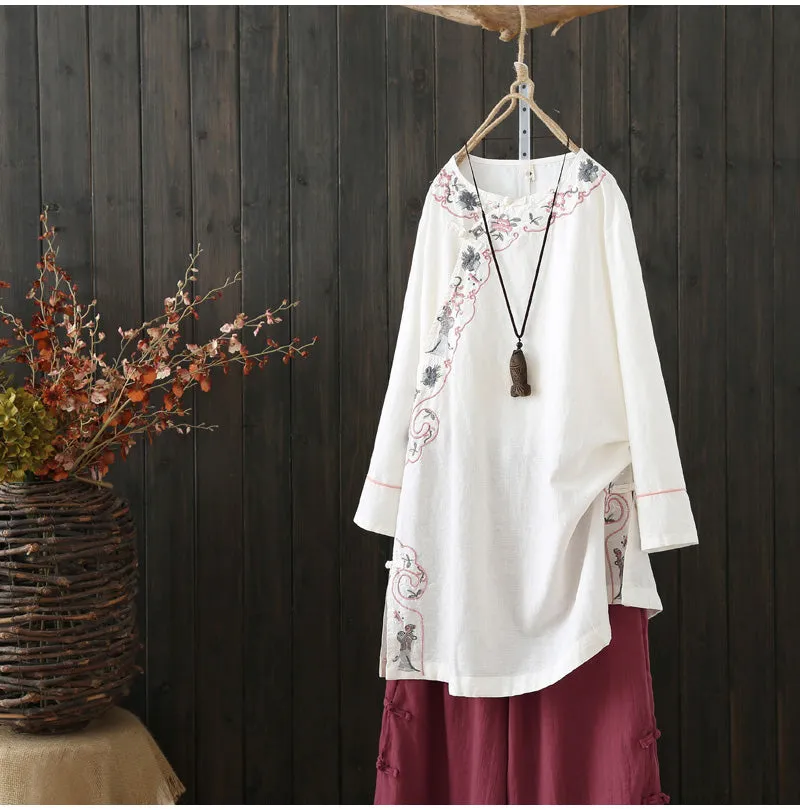 AUTUMN VINTAGE INSPIRED EMBROIDERED TUNIC TOP