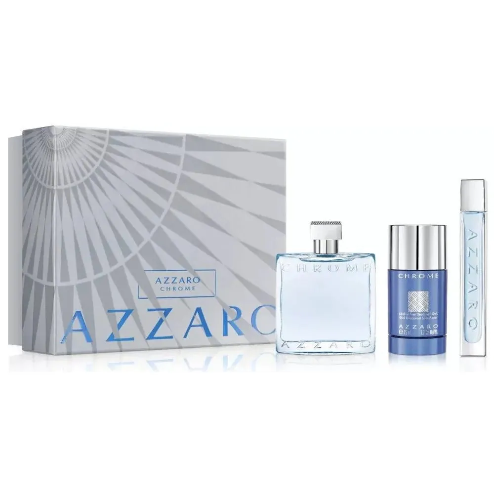 Azzaro Chrome Gift Set EDT 100Ml EDT 15Ml Deo Stick 75Ml