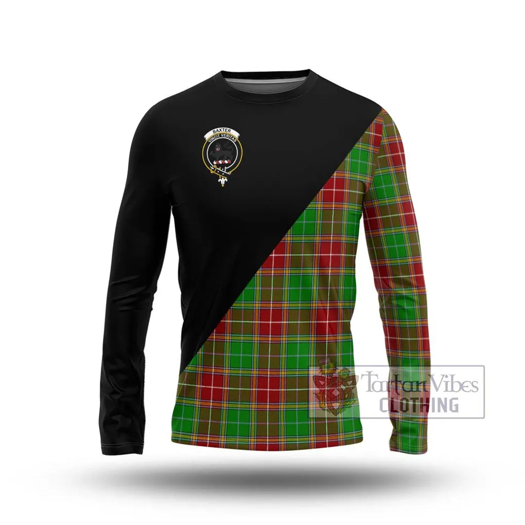 Baxter Modern Tartan Long Sleeve T-Shirt with Family Crest and Military Logo Style