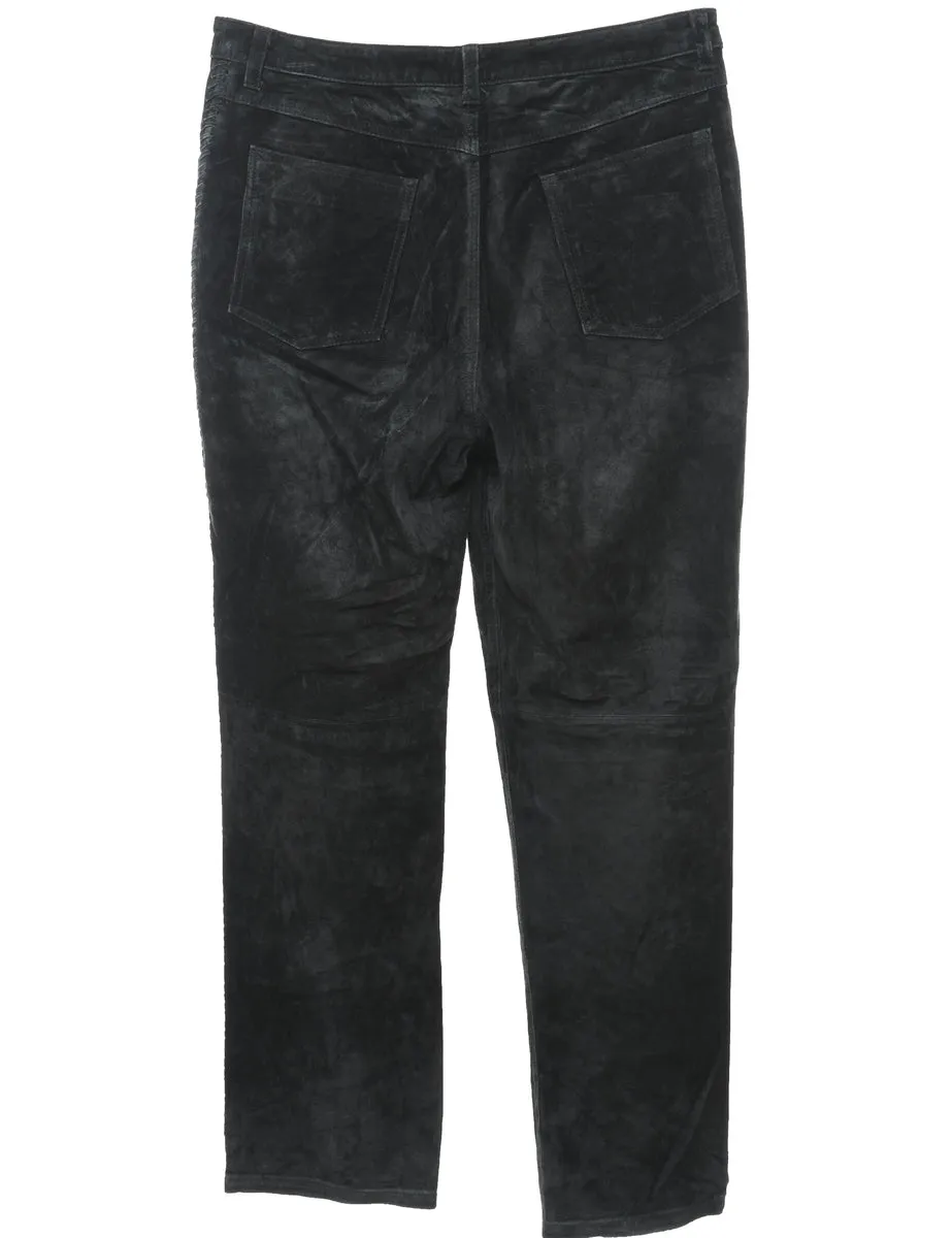 Black Classic Suede Trousers - W32 L30