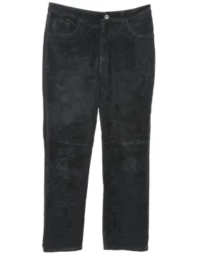 Black Classic Suede Trousers - W32 L30