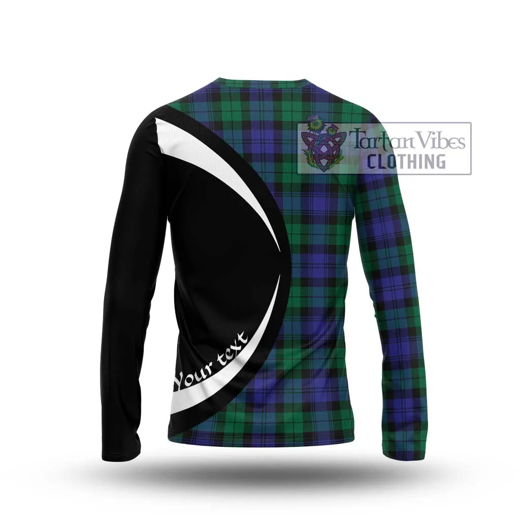 Black Watch Modern Tartan Long Sleeve T-Shirt with Family Crest Circle Style