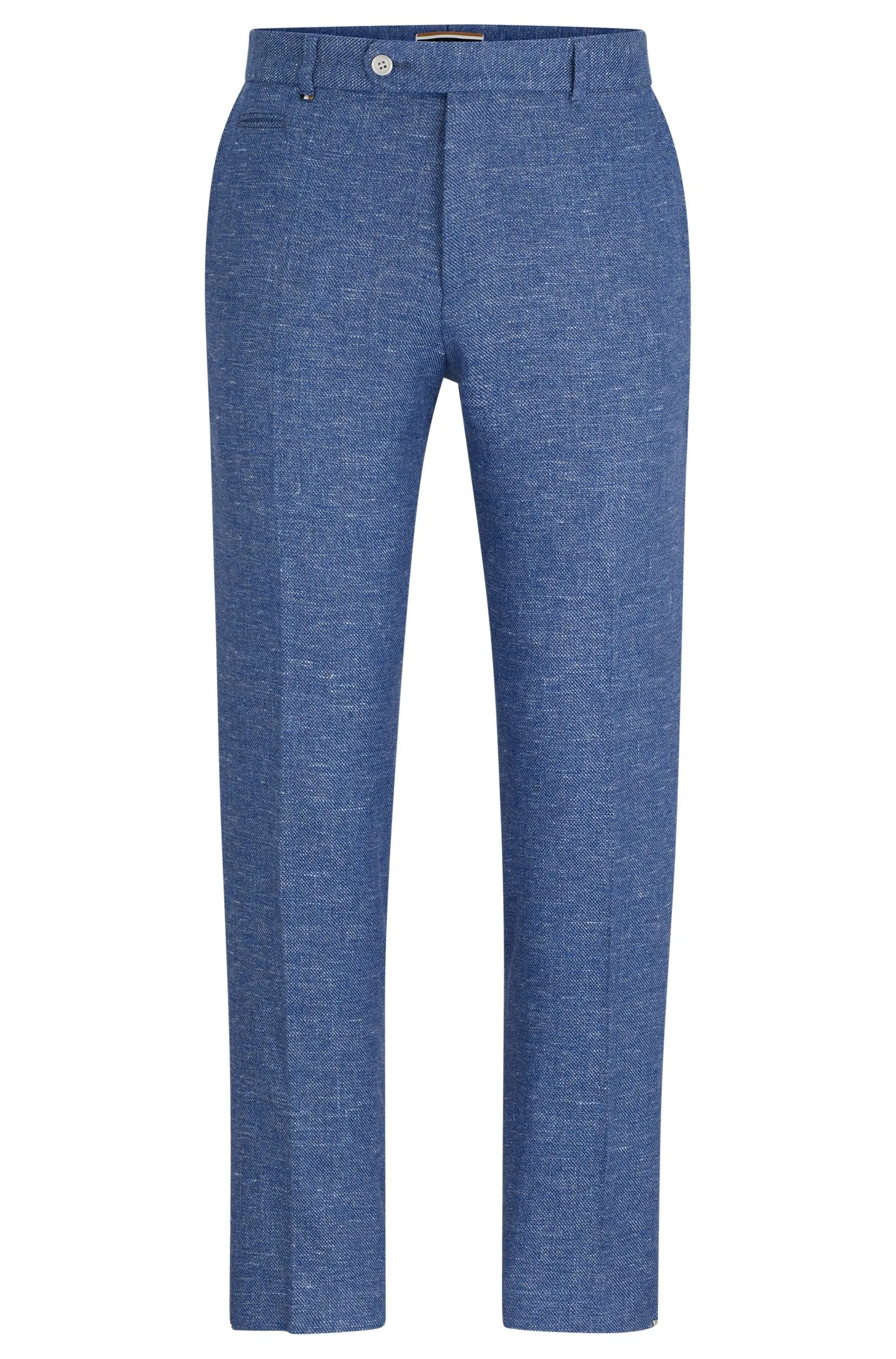 BOSS - C-GENIUS-242 Medium Blue Slim Fit Trousers In Linen Blend 50515102 423