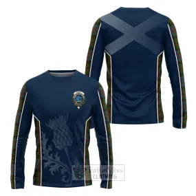 Bowie Tartan Long Sleeve T-Shirt with Family Crest and Scottish Thistle Vibes Sport Style