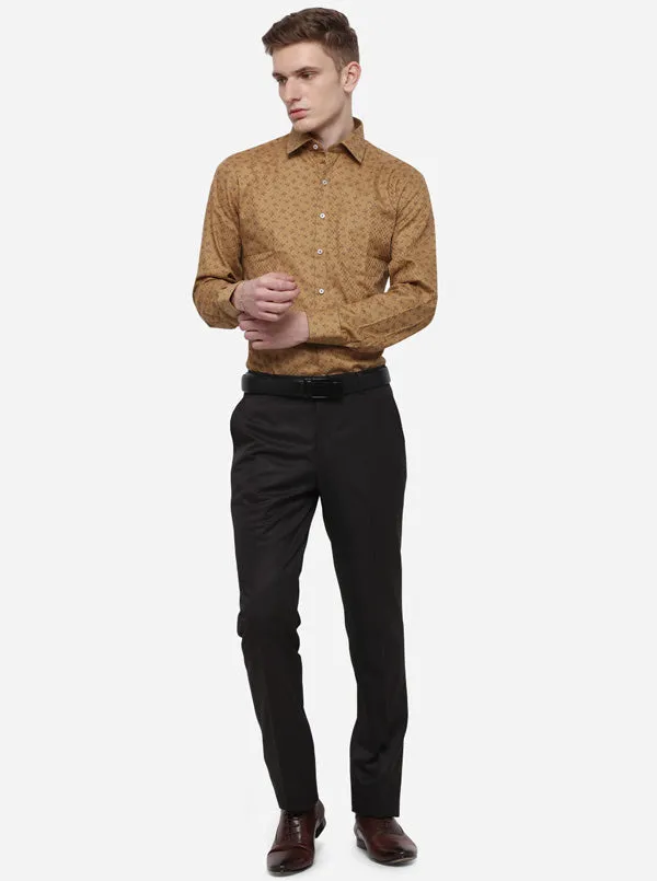 Brown Solid Classic Fit Formal Trouser | Greenfibre