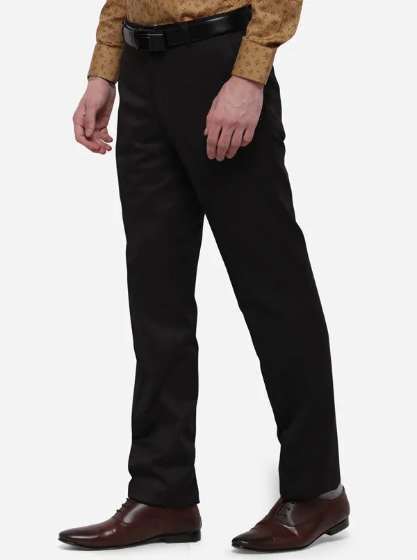 Brown Solid Classic Fit Formal Trouser | Greenfibre