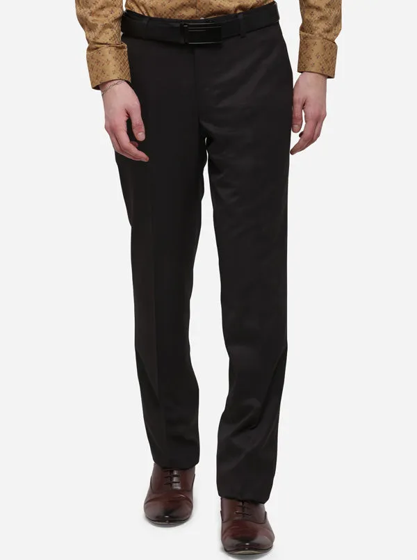 Brown Solid Classic Fit Formal Trouser | Greenfibre