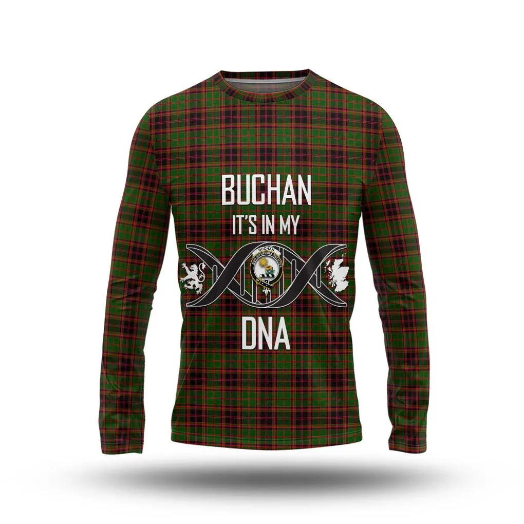 Buchan Tartan Long Sleeve T-Shirt with Family Crest DNA In Me Style