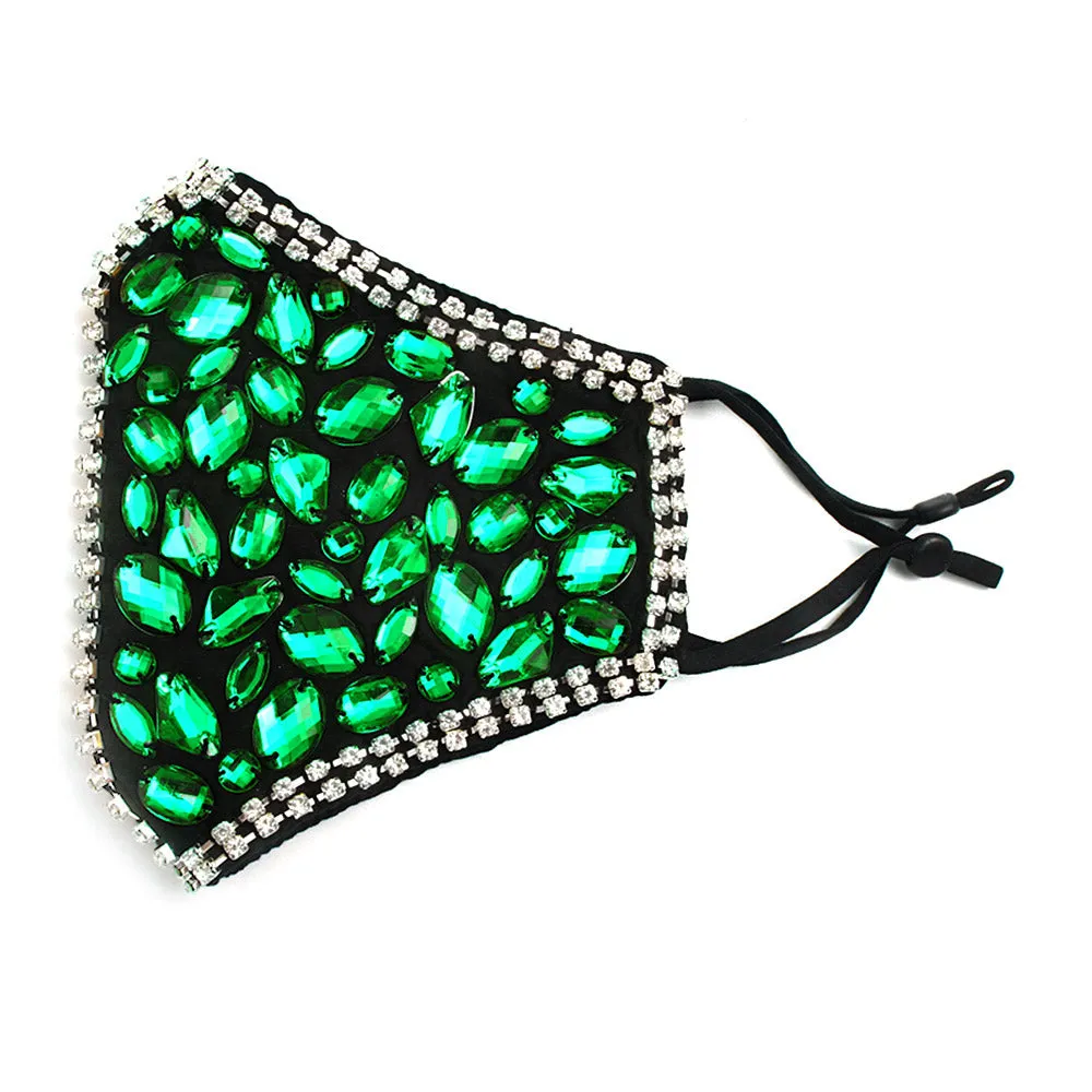 Cait Red Multi Stone Embellished Fashion Mask