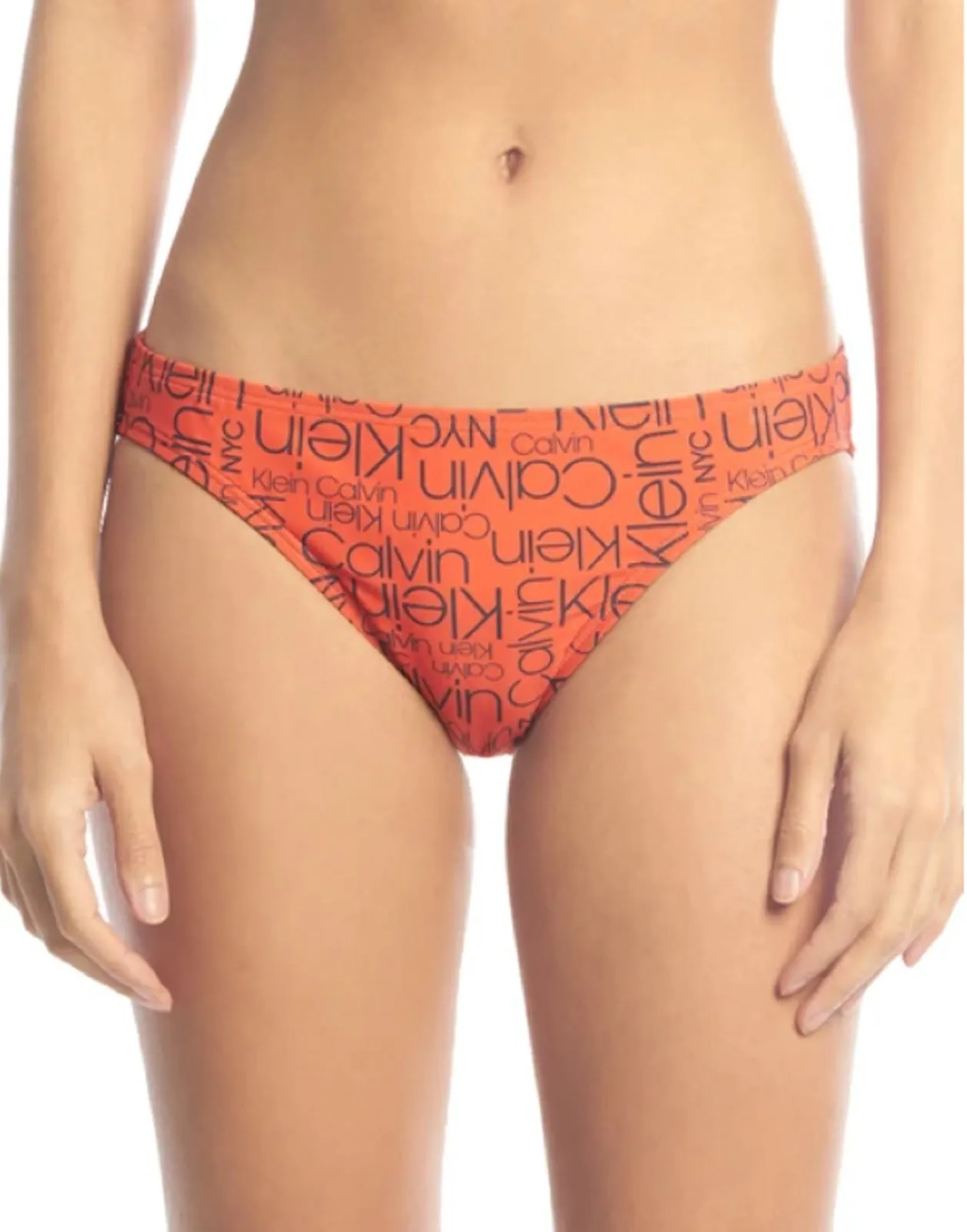 Calvin Klein Women's Logo-Print Bikini Bottoms,Strong Red, M