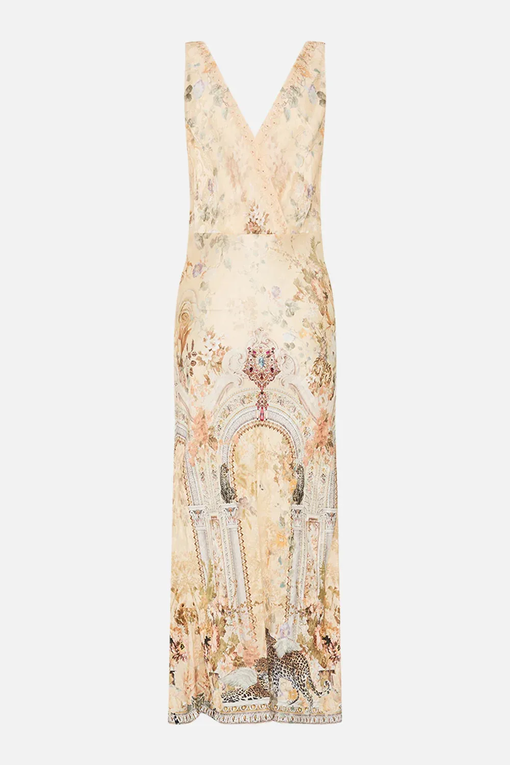 Camilla V-Neck Jacquard Slip Dress - The Adorned in Antiquity