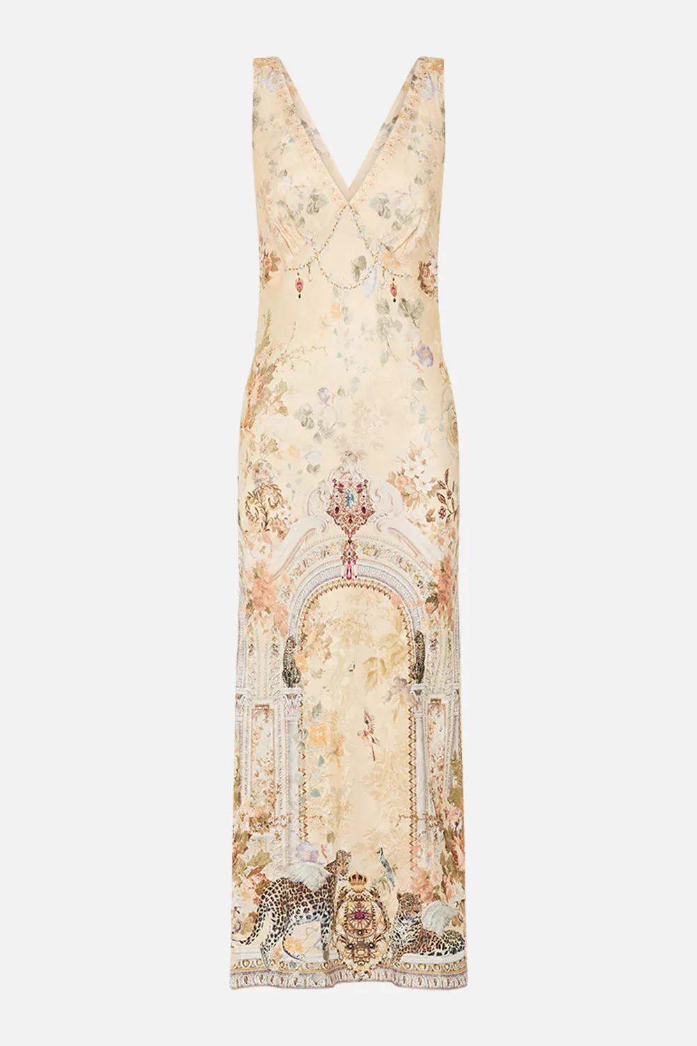 Camilla V-Neck Jacquard Slip Dress - The Adorned in Antiquity