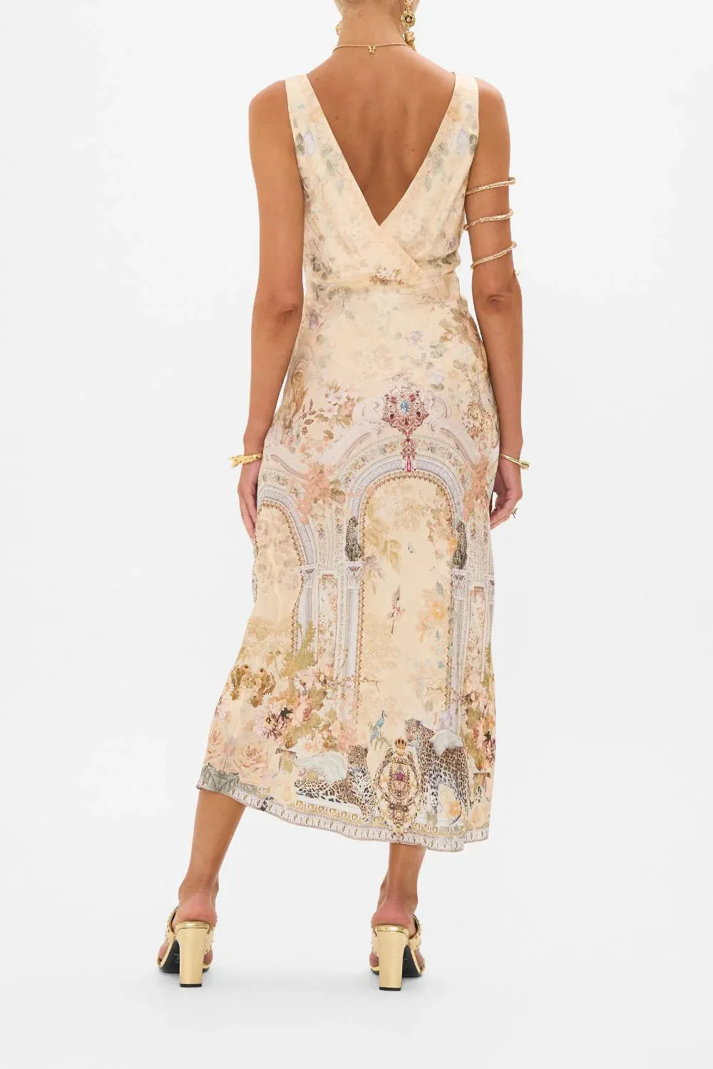 Camilla V-Neck Jacquard Slip Dress - The Adorned in Antiquity