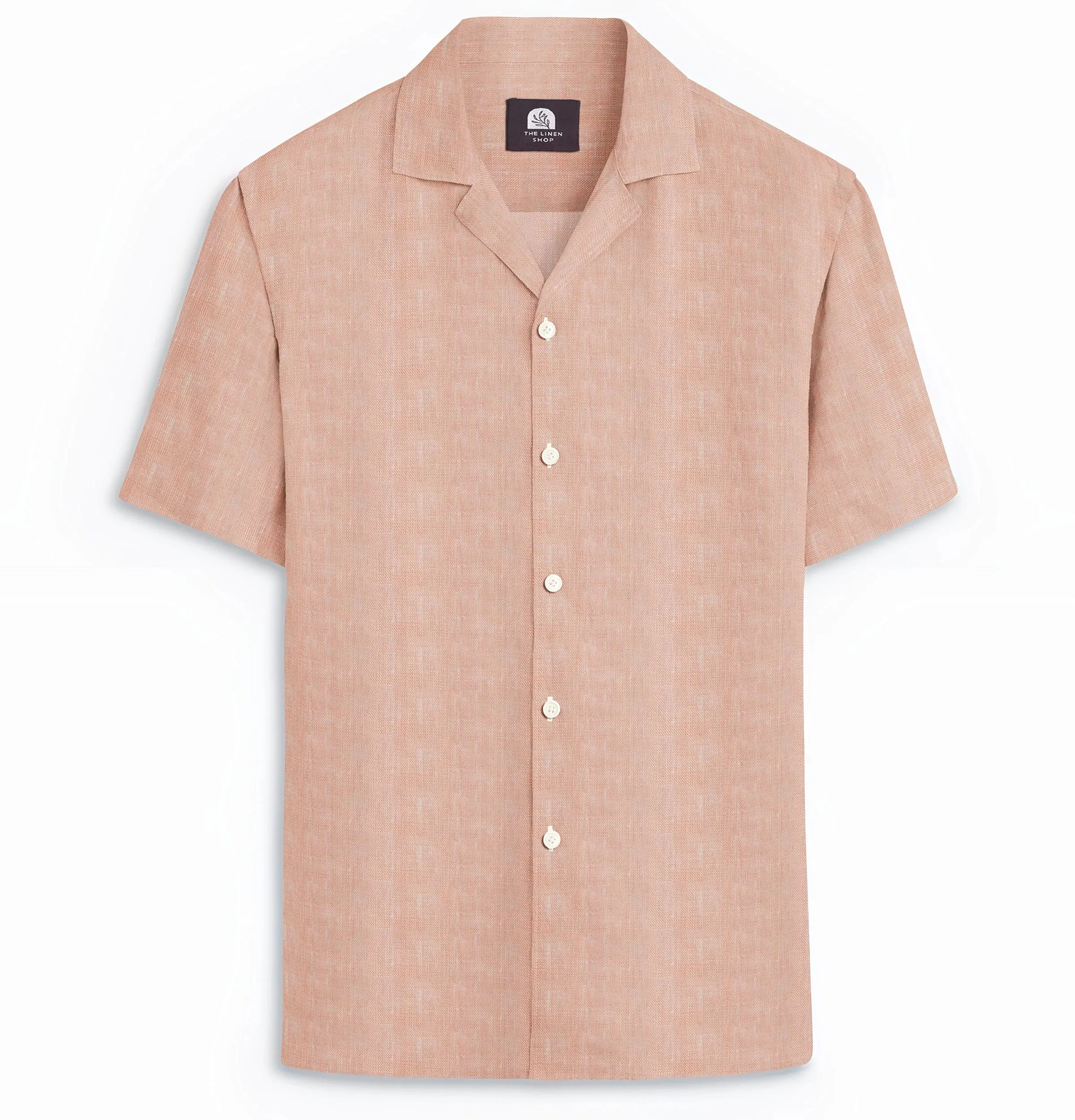 Camp Collar Linen Shirt in Peach