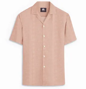 Camp Collar Linen Shirt in Peach