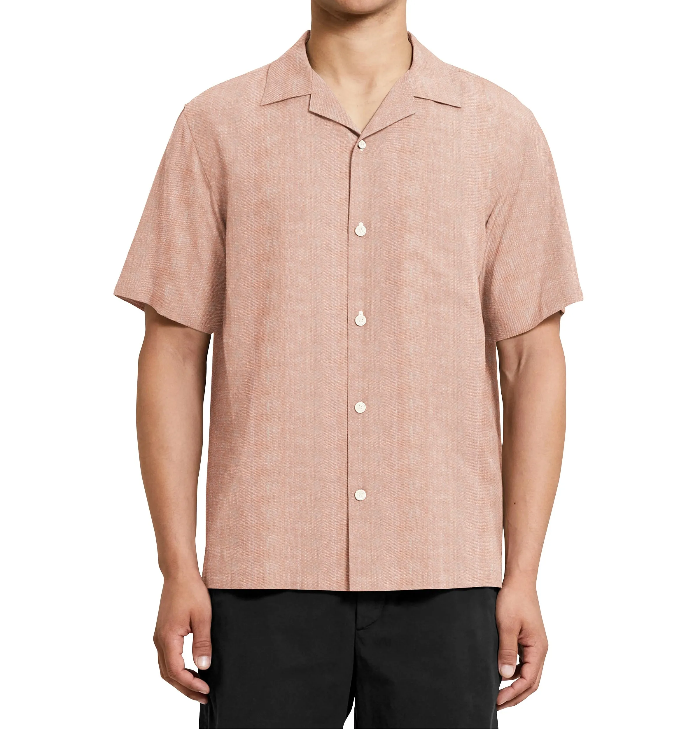 Camp Collar Linen Shirt in Peach