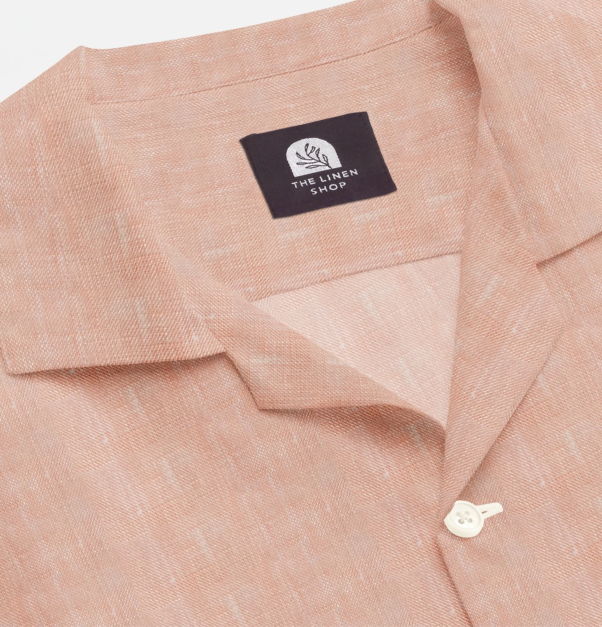 Camp Collar Linen Shirt in Peach