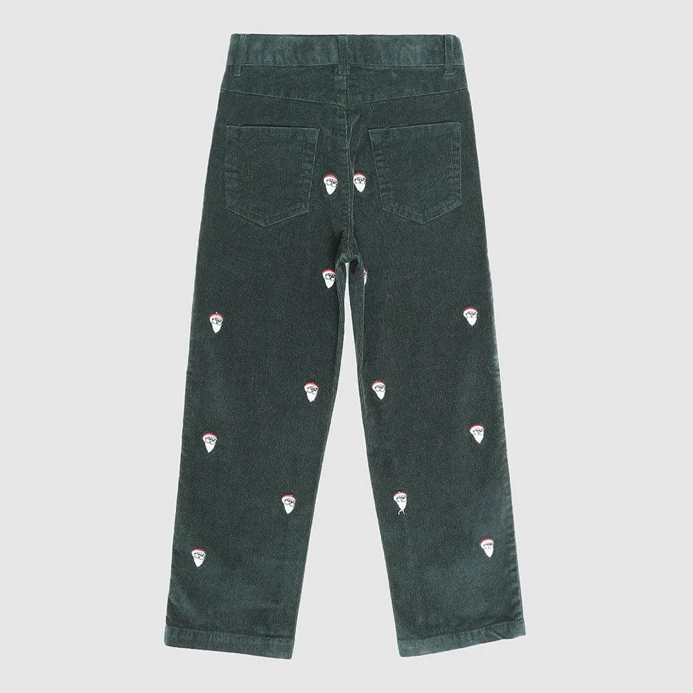 Cape Cod Embroidered Santa Corduroy Pants