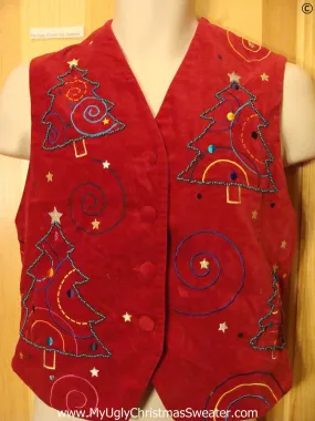 Cheap Red Fabric Christmas Vest