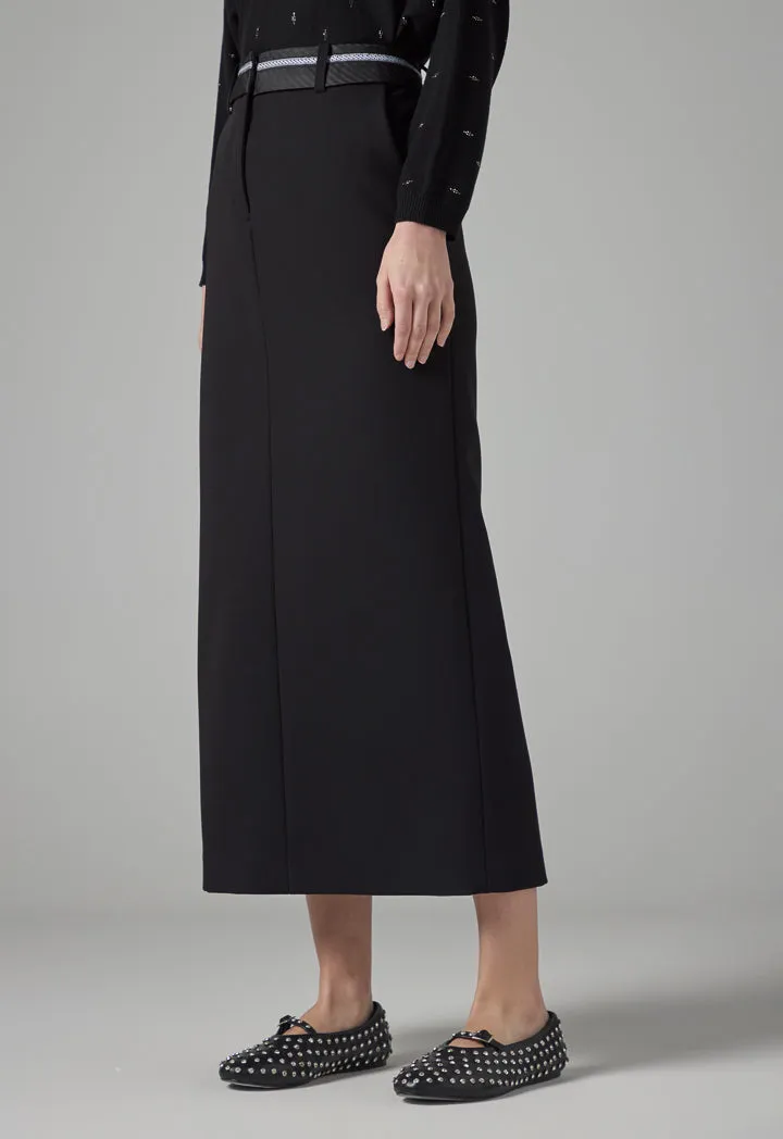 Choice Solid Straight Cut Skirt Black