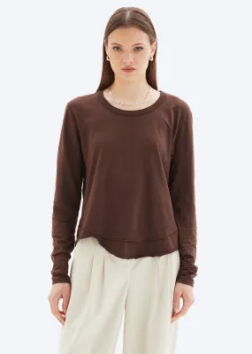 CHRLDR Ava L/S- Mock Layer  T-Shirt- Chocolate