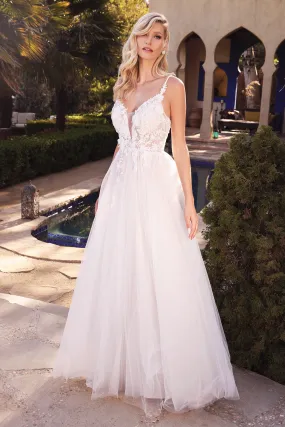 CINDERELLA DIVINE CB072W Sleeveless Layered A-Line Tulle Bridal Gown