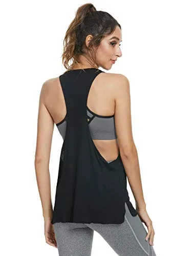 Cosy Pyro Workout Tank Tops for Women Lightweight Running Tanks Basic Gym Tops Sleeveless Athletic Yoga Shirts-4 Pack Black/Light Gray/White/Wine XL