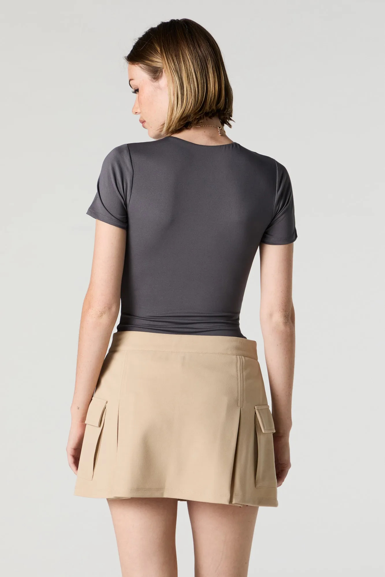 Crepe Pleated Cargo Skort