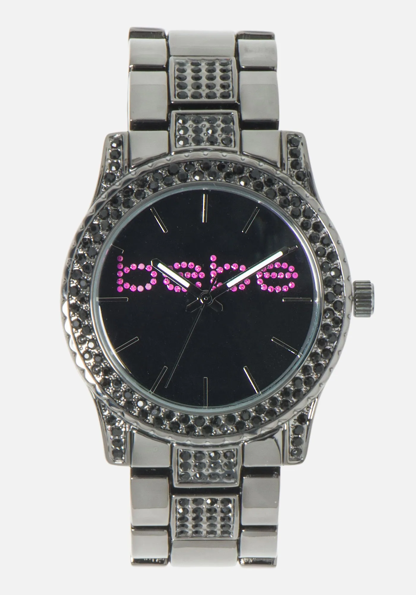 Crystal Bezel & Link Bracelete Bebe Logo Watch