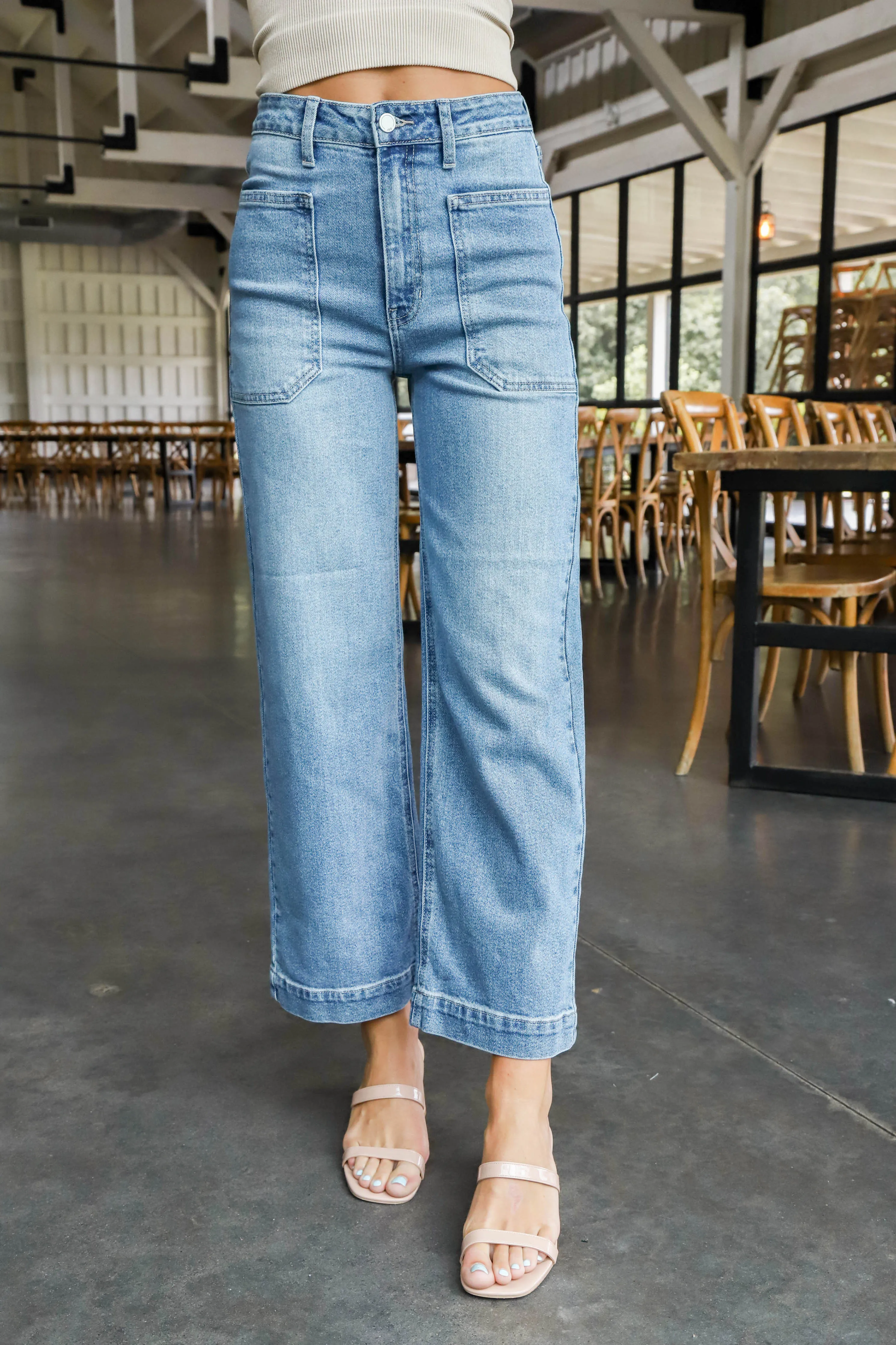 Dinah Denim Utility Jeans, Medium Denim