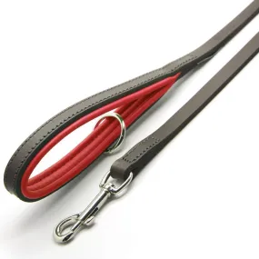 Dogs & Horses All Leather Dog Lead - Red & Brown